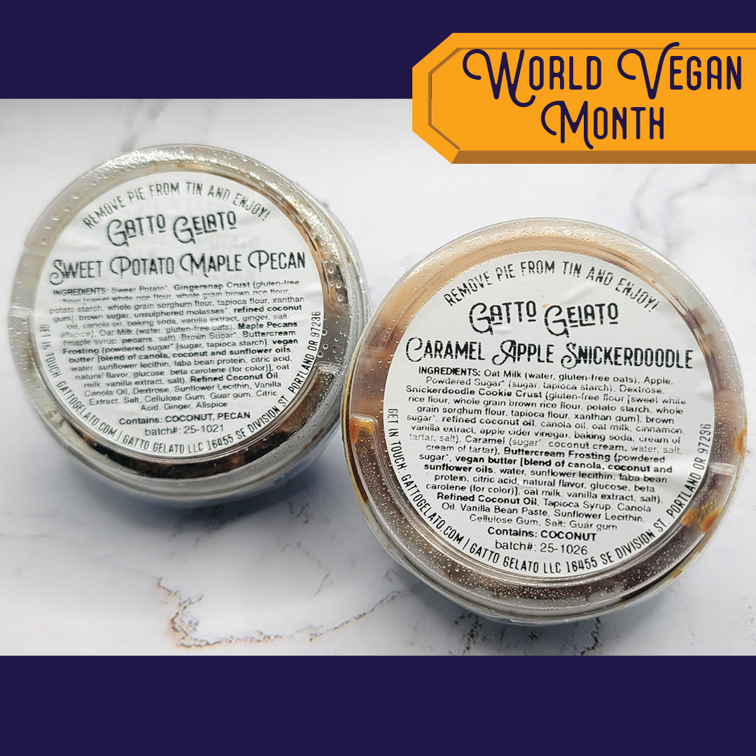 Lid top view of Sweet Potato Maple Pecan and Caramel Apple Snickerdoodle Gelato Mini-Pies